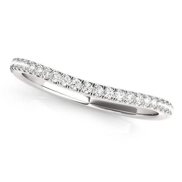 Diamond Curved Prong Wedding Band 14k White Gold (0.10ct)