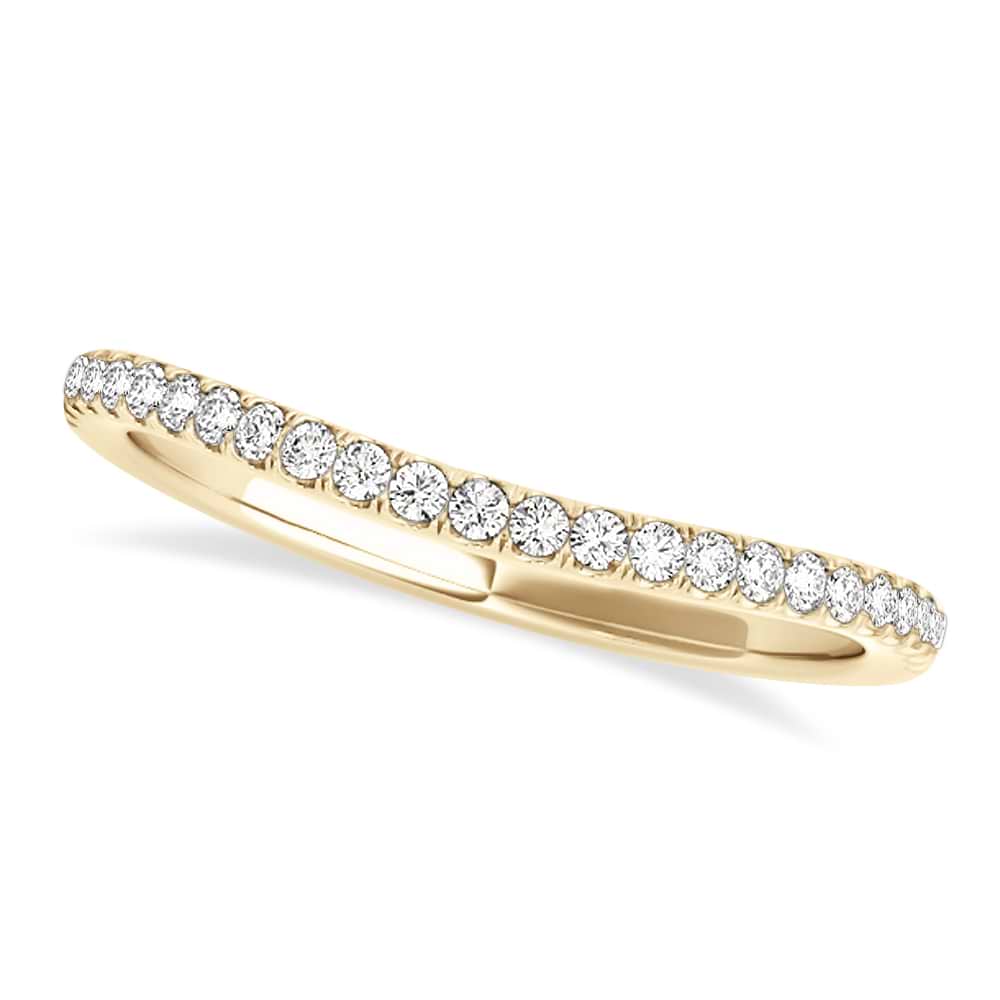 Diamond Curved Prong Wedding Band 14k Yellow Gold (0.10ct)