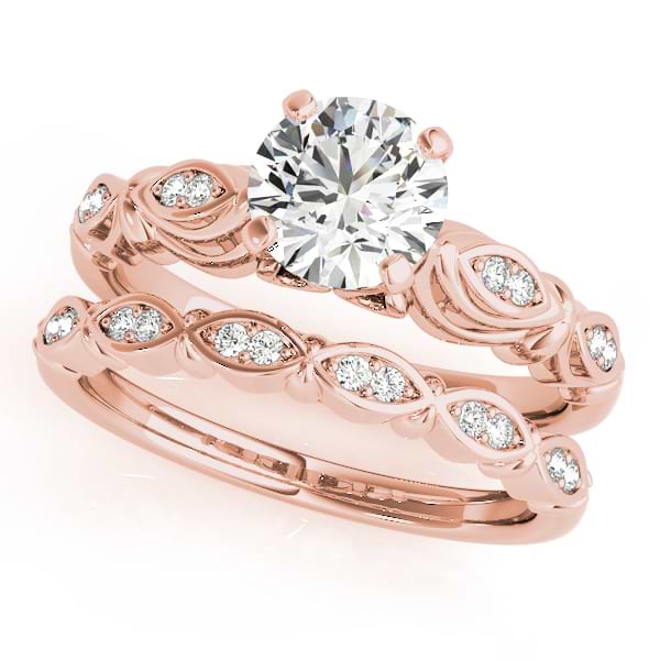 Vintage Solitaire Engagement Ring Bridal Set 18k Rose Gold (2.15ct)