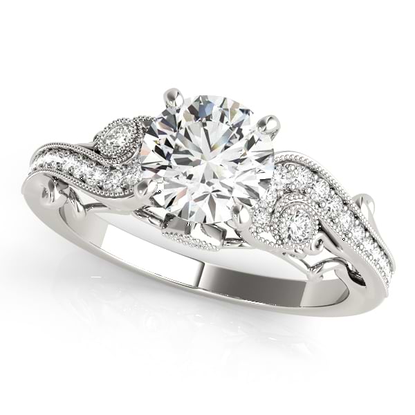 Vintage Swirl Diamond Engagement Ring 18k White Gold (2.20ct)