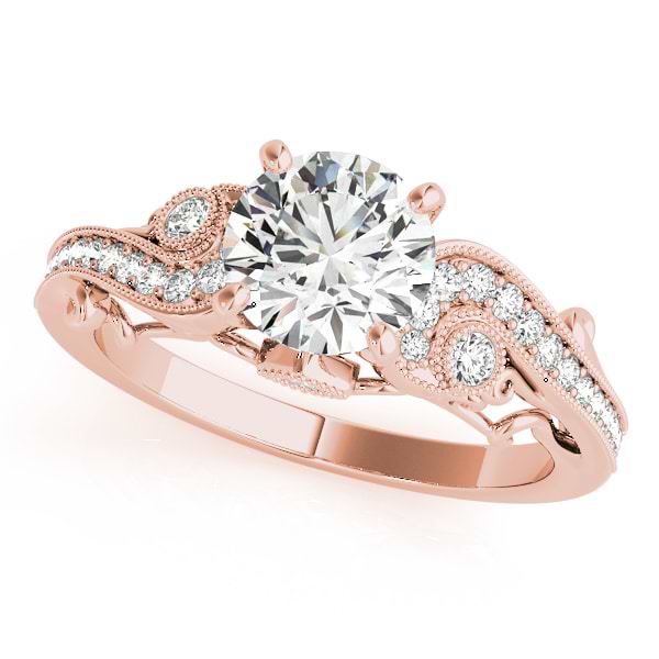 Vintage Swirl Diamond Engagement Ring Bridal Set 18k Rose Gold 2.25ct