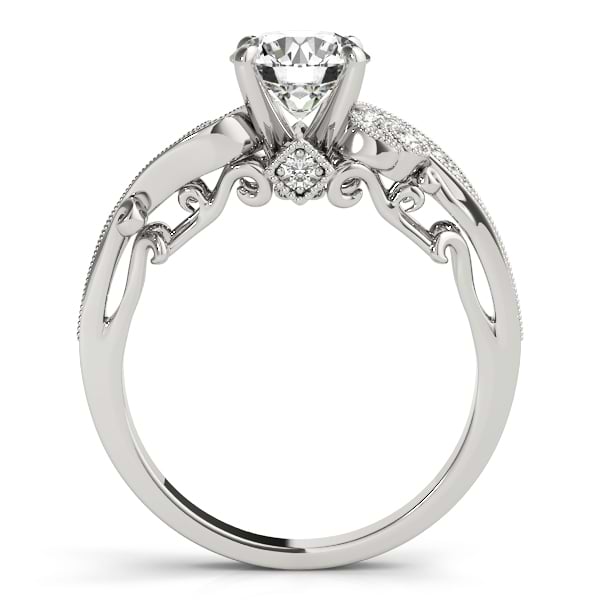 Vintage Swirl Diamond Engagement Ring Bridal Set 18k White Gold 2.25ct