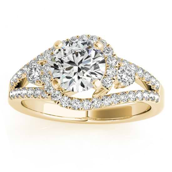 Diamond Split Shank Engagement Ring Twisted 18k Yellow Gold (0.75ct)