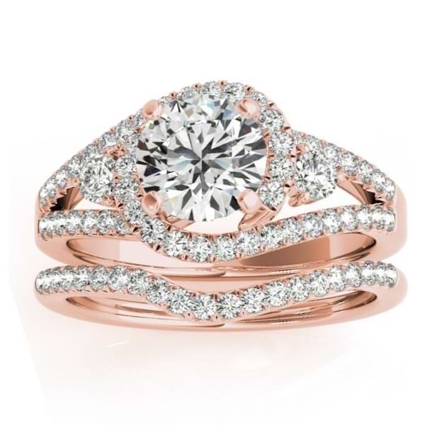 Diamond Engagement Ring Setting & Wedding Band 14k Rose Gold (1.00ct)
