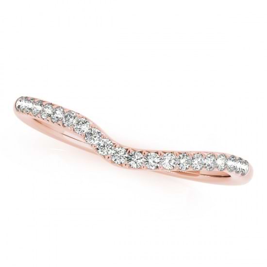 Diamond Accented Contour Shape Wedding Band in 18k Rose Gold (0.25ct)