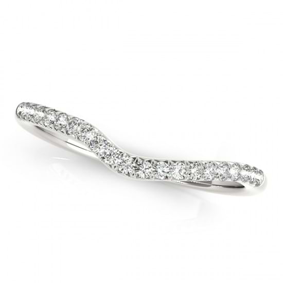 Diamond Accented Contour Shape Wedding Band in 14k White Gold (0.25ct)