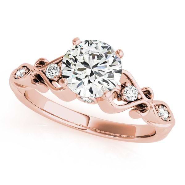 Round Solitaire Diamond Heart Engagement Ring 14k Rose Gold (2.10ct)