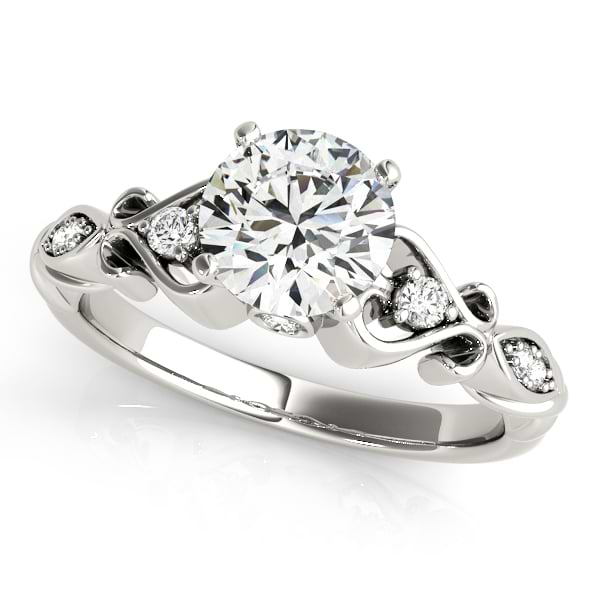 Round Solitaire Diamond Heart Engagement Ring 14k White Gold (2.10ct)
