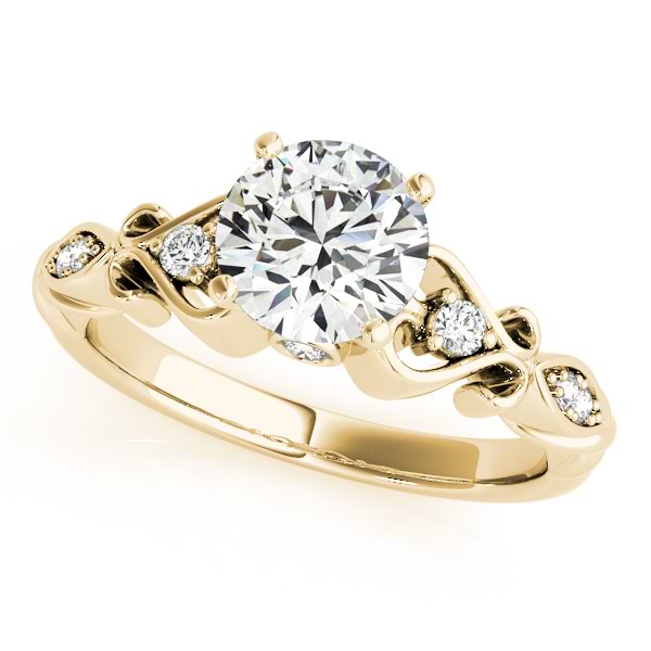 Round Solitaire Diamond Heart Engagement Ring 14k Yellow Gold (2.10ct)