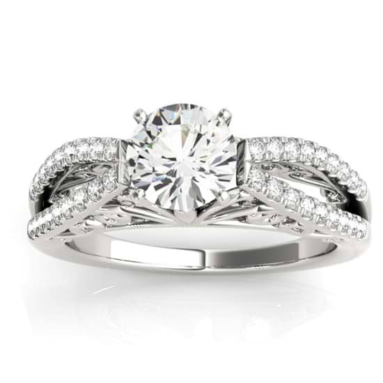 Diamond Split Shank Engagement Ring Setting 18K White Gold (0.27ct)