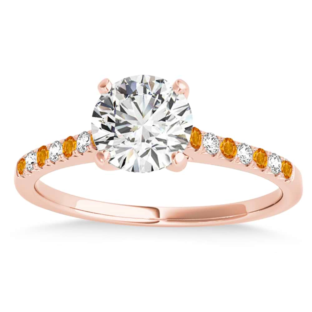 Diamond & Citrine Single Row Engagement Ring 14k Rose Gold (0.11ct)