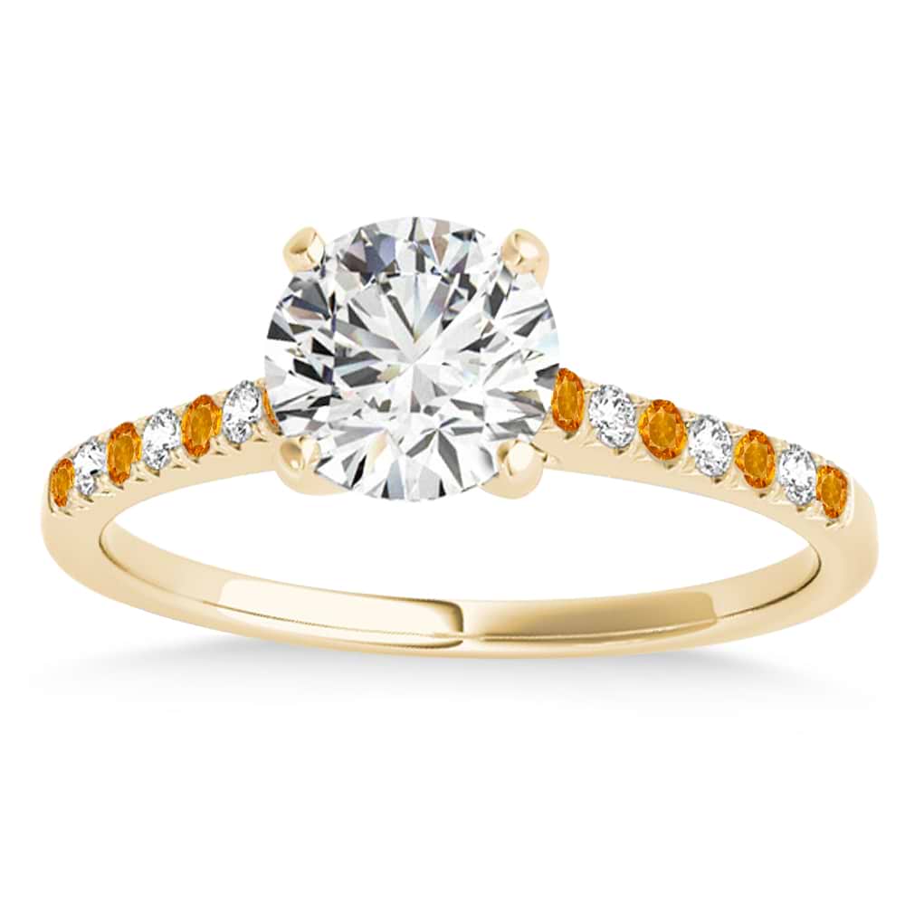 Diamond & Citrine Single Row Engagement Ring 14k Yellow Gold (0.11ct)