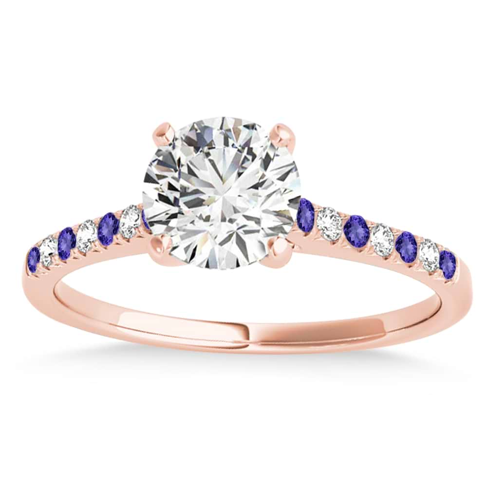 Diamond & Tanzanite Single Row Engagement Ring 18k Rose Gold (0.11ct)
