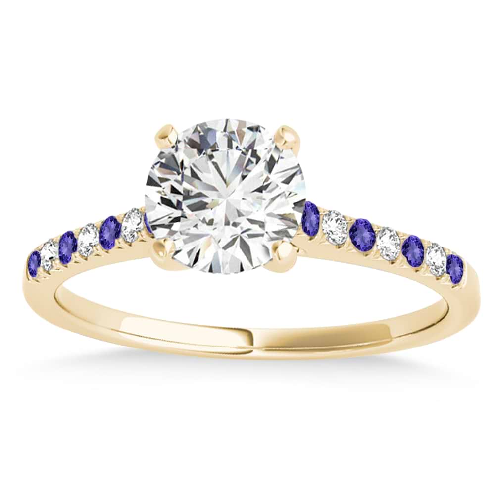 Diamond & Tanzanite Single Row Engagement Ring 18k Yellow Gold (0.11ct)