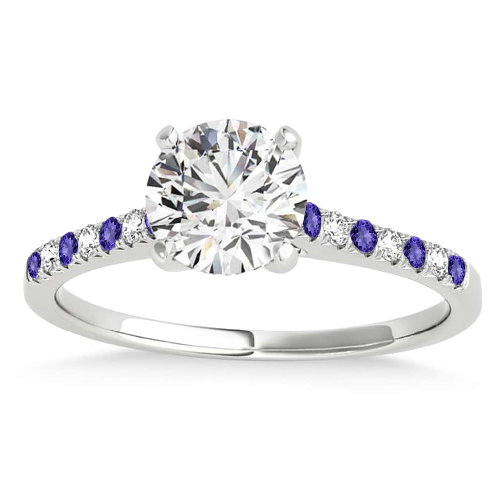Diamond & Tanzanite Single Row Engagement Ring Platinum (0.11ct)