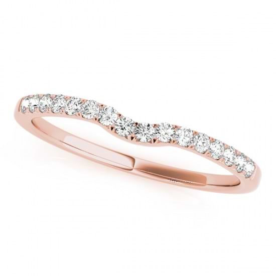 Diamond Curved Prong Wedding Band 18k Rose Gold (0.11ct)