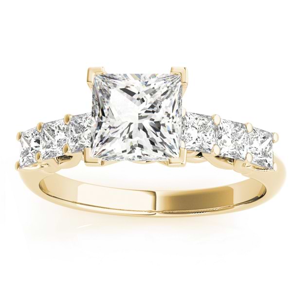 Moissanite Princess Cut Engagement Ring 14k Yellow Gold (0.60ct)