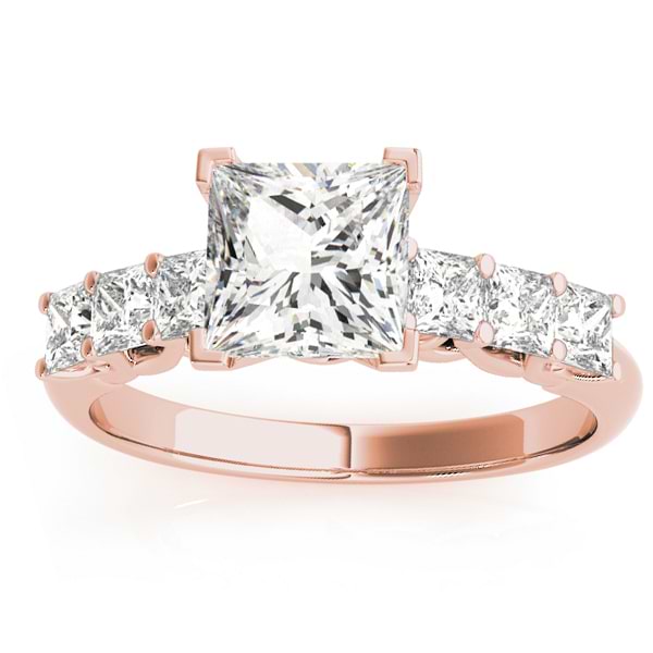 Moissanite Princess cut Bridal Set Ring 18k Rose Gold (1.30ct)