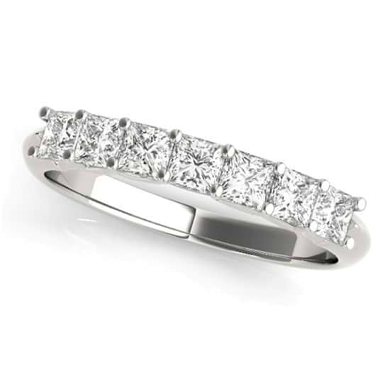 Diamond Princess-cut Wedding Band Ring 14k White Gold 0.70ct