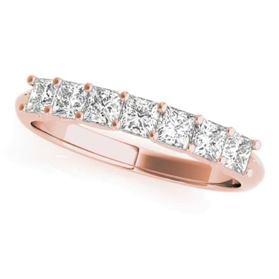 Diamond Princess-cut Wedding Band Ring 18k Rose Gold 0.70ct