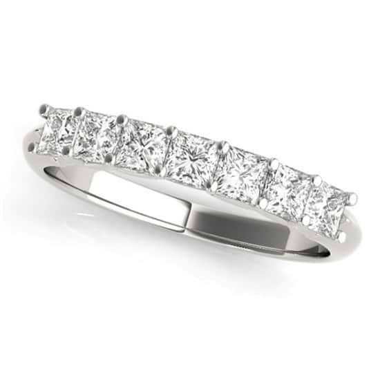 Lab Grown Diamond Princess-cut Wedding Band Ring 18k White Gold 0.70ct
