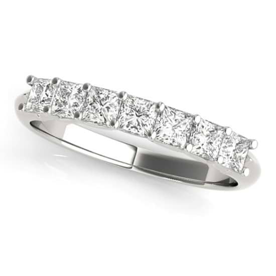 Lab Grown Diamond Princess-cut Wedding Band Ring Palladium 0.70ct