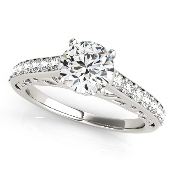 Vintage Style Cathedral Diamond Engagement Ring 14k White Gold 2.33ct