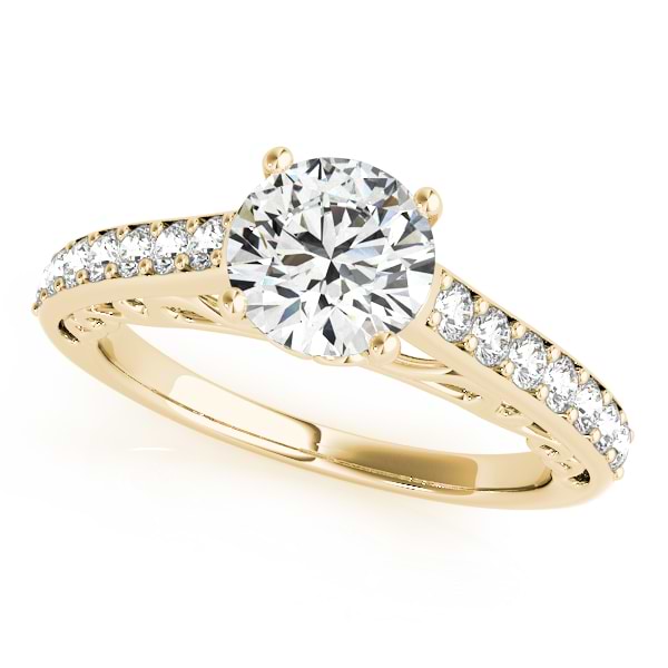 Vintage Style Cathedral Diamond Engagement Ring 14k Yellow Gold 2.33ct