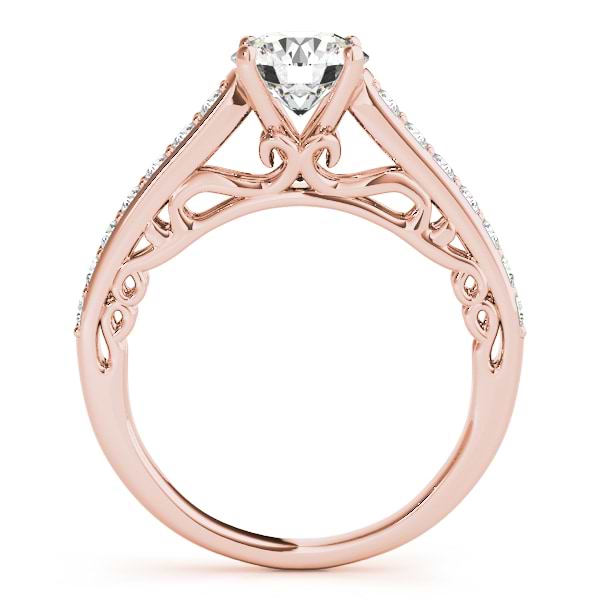 Vintage Style Cathedral Engagement Ring Bridal Set 14k R. Gold (2.50ct)