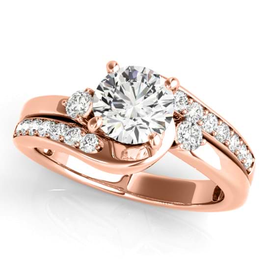 Swirl Design Diamond Engagement Ring Setting 18k Rose Gold 0.38ct