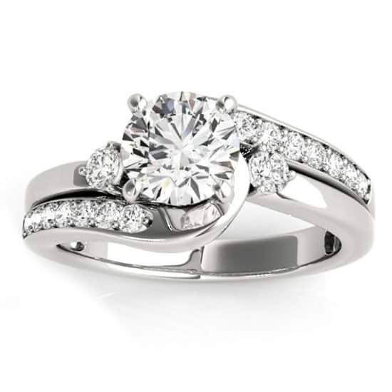 Swirl Design Diamond Engagement Ring Setting 18k White Gold 0.38ct