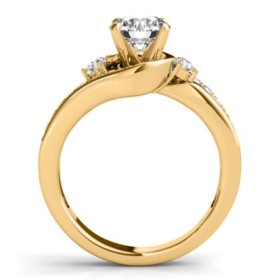 Swirl Design Diamond Engagement Ring Setting 18k Yellow Gold 0.38ct
