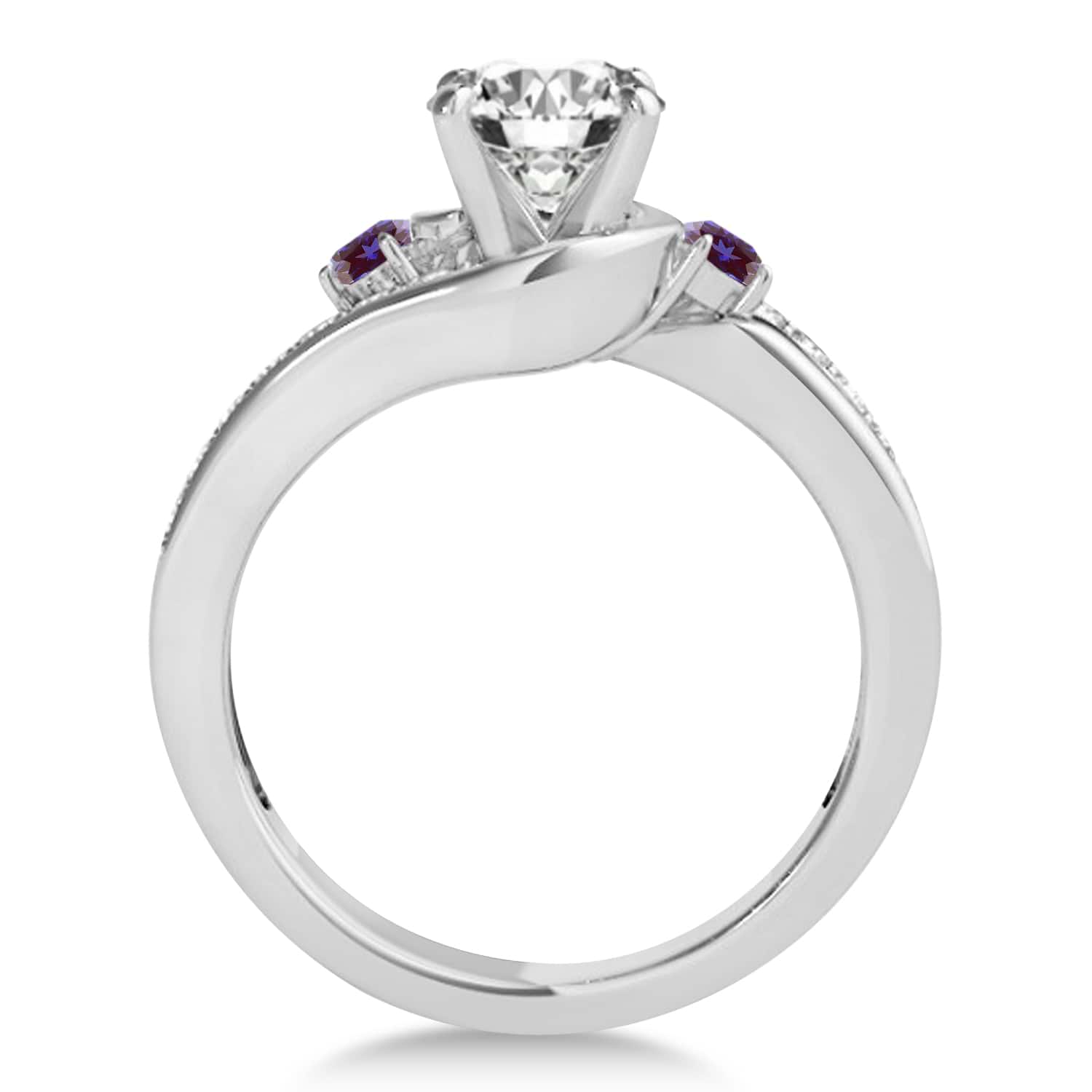 Swirl Design Lab Alexandrite & Diamond Engagement Ring Setting 18k White Gold 0.38ct