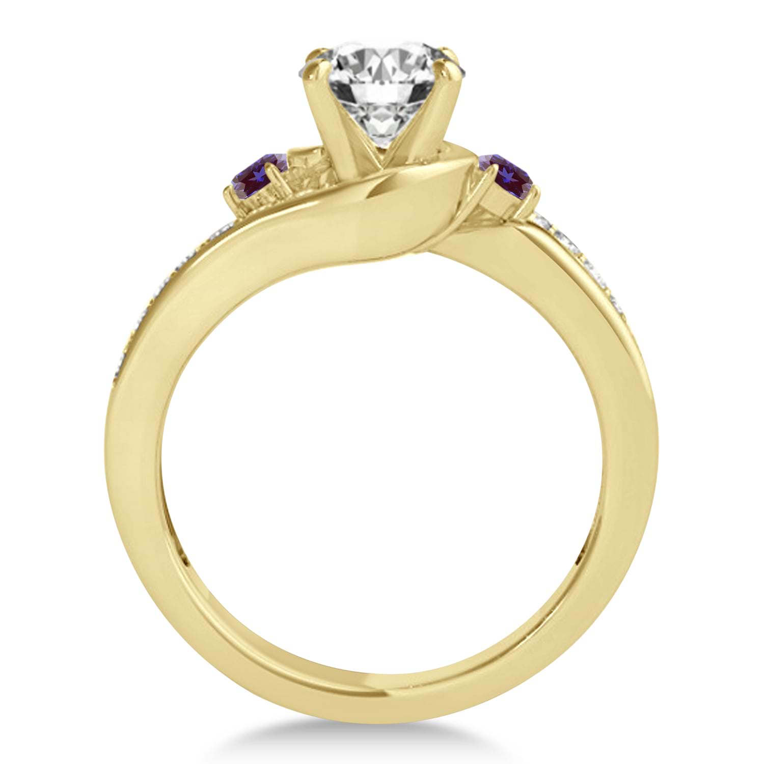Swirl Design Lab Alexandrite & Diamond Engagement Ring Setting 18k Yellow Gold 0.38ct