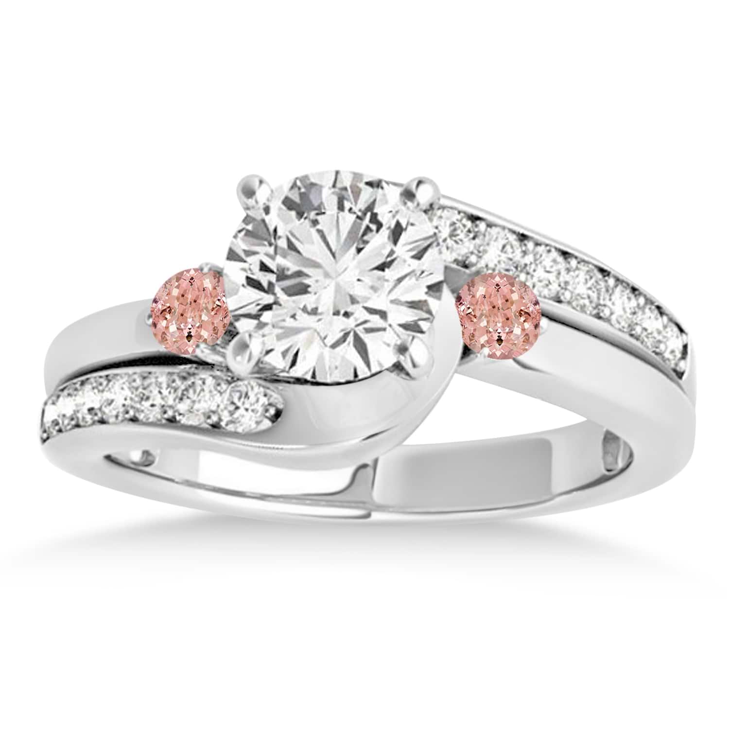 Swirl Design Morganite & Diamond Engagement Ring Setting Palladium 0.38ct