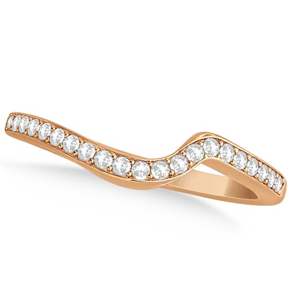 Diamond Accented Contour Shape Wedding Band in 14k Rose Gold (0.20ct)