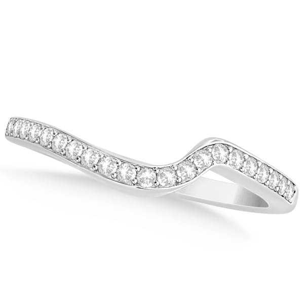 Diamond Accented Contour Shape Wedding Band in 18k White Gold (0.20ct)