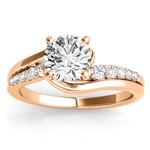 Lab Grown Diamond Engagement Ring Setting Swirl Design in 18k Rose Gold 0.25ct