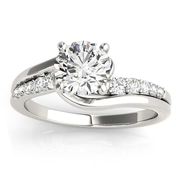 14K White Gold Diamond Swirl Engagement Ring & Band Bridal Set