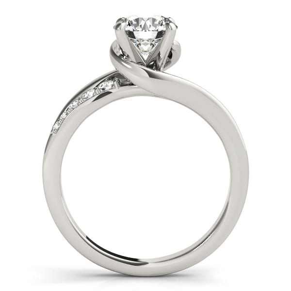 14K White Gold Diamond Swirl Engagement Ring & Band Bridal Set