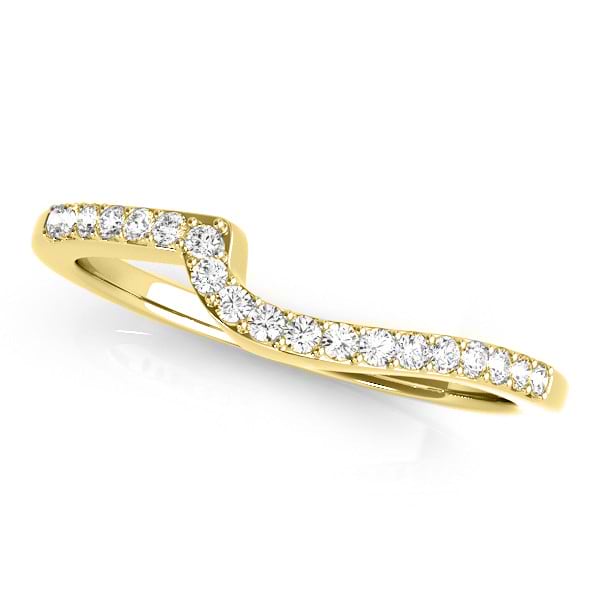 Diamond Accented Contour Shape Wedding Band in 18k Yellow Gold (0.25ct)