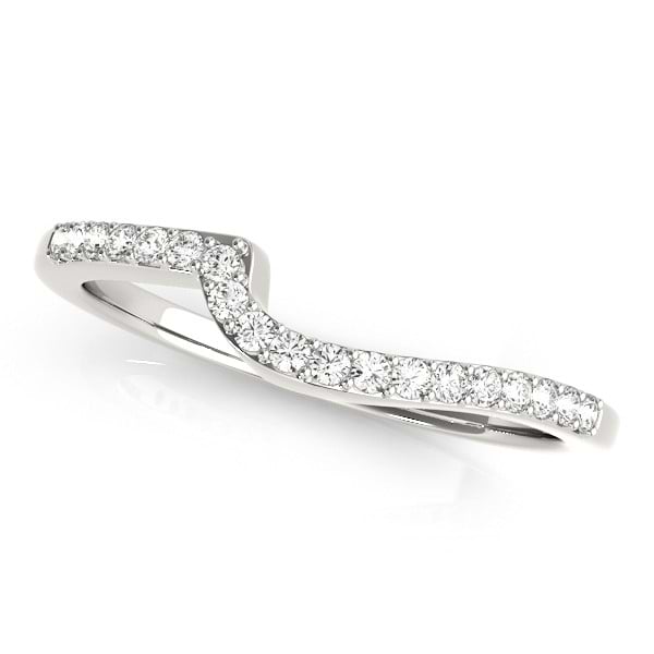 Lab Grown Diamond Accented Contour Shape Wedding Band in 14k White Gold (0.25ct)