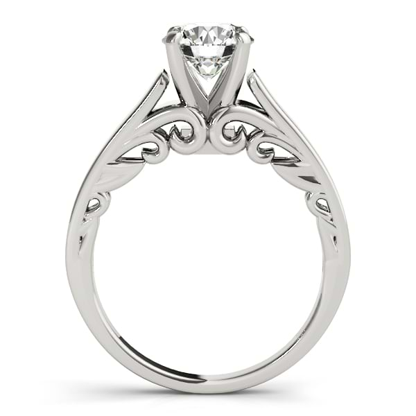 Bridal Antique Solitaire Engagement Ring 14k White Gold