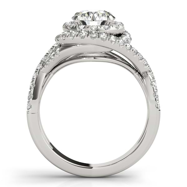 Infinity Twist Diamond Halo Engagement Ring 14k White Gold (1.63ct)