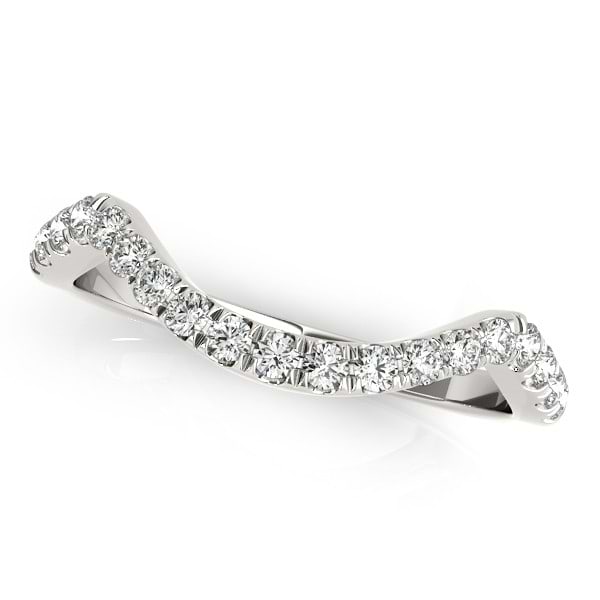 Infinity Diamond Halo Ring & Curved Band Bridal Set 14k W. Gold (1.83ct)
