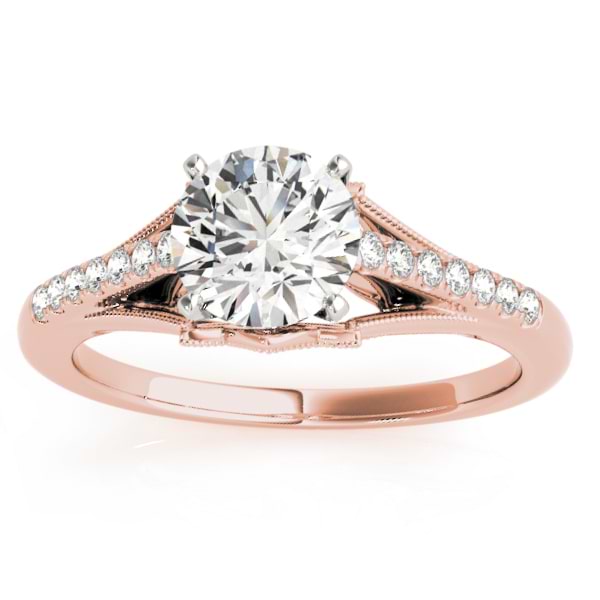 Diamond Accented  Engagement Ring Setting 14k Rose Gold (0.11ct)