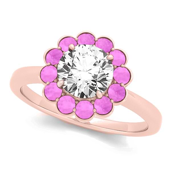 Diamond & Pink Sapphire Halo Engagement Ring 14k Rose Gold (1.33ct)