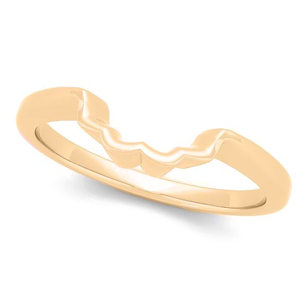 Contoured Curved Wedding Band Plain Metal 14k Yellow Gold