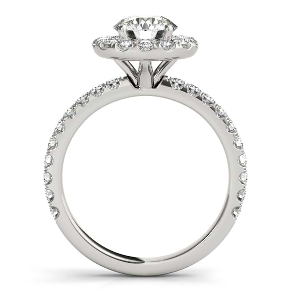 French Pave Halo Diamond Engagement Ring Setting Platinum 1.00ct