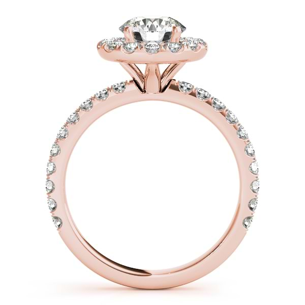 French Pave Halo Diamond Engagement Ring Setting 14k Rose Gold 0.75ct